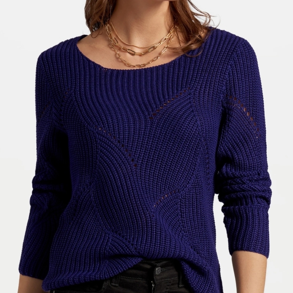 Massimo Dutti Italian Yarn Sweater Navy Blue